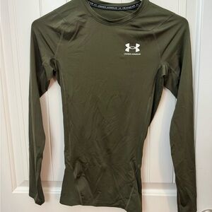Under Armour Olive Green Long Sleeve Shirt heatgear fitted men’s XS - E